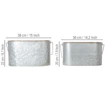 Produkt Doniczka z uchwytem, metalowa, srebrna, brązowa, wys. 22/20 cm, dł. 42/40 cm, zestaw 2 szt.