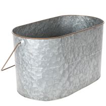 Produkt Doniczka z uchwytem, metalowa, srebrna, brązowa, wys. 22/20 cm, dł. 42/40 cm, zestaw 2 szt.