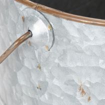 Produkt Doniczka z uchwytem, metalowa, srebrna, brązowa, wys. 22/20 cm, dł. 42/40 cm, zestaw 2 szt.