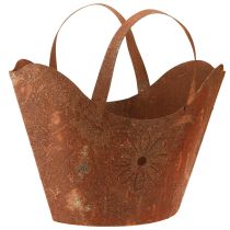 Produkt Doniczka metalowa dekoracyjna do roślin rdza z uchwytami wys. 37 cm