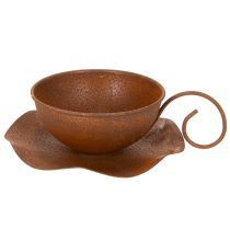 Produkt Doniczka z podstawką, wykończenie rdzawe, Ø19,5 cm, wys. 8 cm