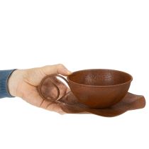 Produkt Doniczka z podstawką, wykończenie rdzawe, Ø19,5 cm, wys. 8 cm