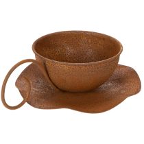 Produkt Doniczka i podstawka w kolorze rdzy, Ø17,5 cm, wys. 6 cm