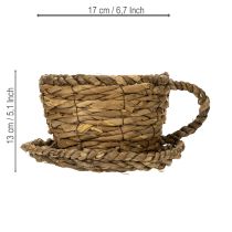 Produkt Filiżanka z podstawką, mały koszyczek słomiany, Ø17cm, wys. 13cm