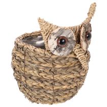 Produkt Ręcznie tkany koszyk z sową, ozdoba na parapet, 18 cm