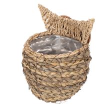 Produkt Ręcznie tkany koszyk z sową, ozdoba na parapet, 18 cm