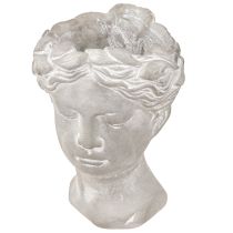 Produkt Doniczka z głową kobiety, ozdobna donica biała myta 15×16×21cm
