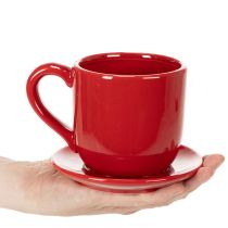 Produkt Duża dekoracyjna filiżanka ze spodkiem, idealna jako doniczka, 17 cm