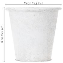 Produkt Doniczka z ozdobami, pojemnik metalowy, biały, Ø15,5 cm, wys.14,5 cm