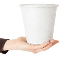 Produkt Doniczka z ozdobami, pojemnik metalowy, biały, Ø15,5 cm, wys.14,5 cm