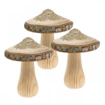 Produkt Drewniana kora grzybów i brokat grzyby dekoracyjne drewno W8,5cm 4 szt