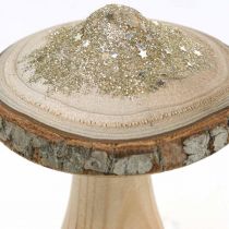 Produkt Drewniana kora grzyba i brokatowe grzyby dekoracyjne drewno W11cm 3szt