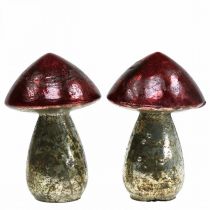 Deco grzyby metalowa czerwona jesienna dekoracja w stylu vintage Ø9cm W13,5cm 2szt