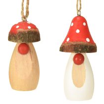 Produkt Grzybki do zawieszania drewniane białe, brązowe różne 6,5/8cm 8 szt