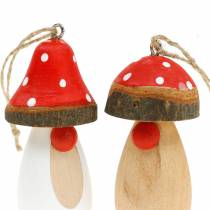 Produkt Grzybki do zawieszania drewniane białe, brązowe różne 6,5/8cm 8 szt