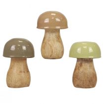 Produkt Grzyby drewniane grzybki dekoracyjne drewniane beżowe, zielone Ø5cm 7,5cm 12szt