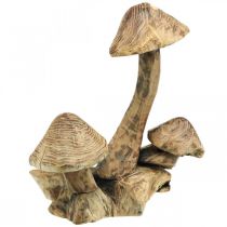Grupa grzybów, drewno paulownia, dekoracja jesienna, rzeźba w drewnie wys.33cm dł.30cm