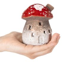 Produkt Figurka dekoracyjna w kształcie grzyba, latarni morskiej, muchomor czerwony z kominem 10 cm, 2 szt.