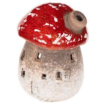 Produkt Figurka dekoracyjna w kształcie grzyba, latarni morskiej, muchomor czerwony z kominem 10 cm, 2 szt.