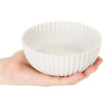 Produkt Okrągła, żebrowana miska w kolorze białym do wszechstronnej dekoracji, 15 cm, 2 sztuki