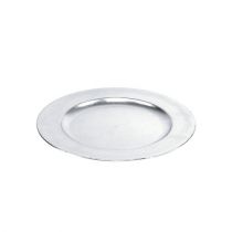 Talerz plastikowy 25cm srebrny z efektem srebrnych liści