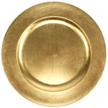 Plastikowy talerz 25 cm złoty z efektem złotego liścia