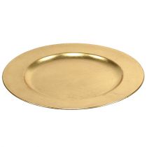 Plastikowy talerz Ø33cm złoty z efektem złotego liścia