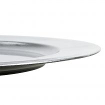 Produkt Talerz plastikowy srebrny Ø33cm z efektem glazury