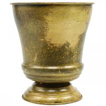Produkt Vintage metalowy wazon z doniczką z mosiądzu Ø17cm W19cm