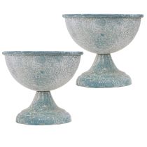 Produkt Kubek Miska Mały Metalowy Niebieski Biały Antyczny Ø12cm H10.5cm 2szt