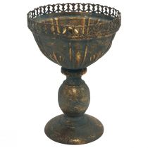 Produkt Wazon filiżankowy metalowy ozdobny trofeum złotoszary antyczny Ø15,5cm W22cm