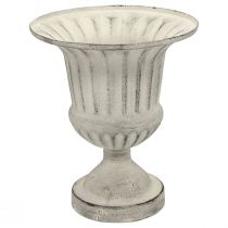 Kubek Wazon Metal Deco Shabby Chic Biały Szary W24cm Ø20cm