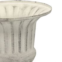 Kubek Wazon Metal Deco Shabby Chic Biały Szary W24cm Ø20cm