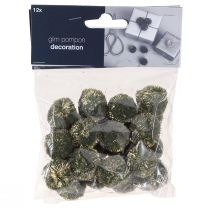 Produkt Pompony z brokatowymi zielonymi pomponami 2,5cm 2 woreczki – 24 szt