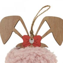 Zawieszka króliczek różowa drewniana zawieszka deco Ø5cm-10cm 6 sztuk