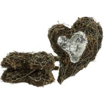 Produkt Serce z winorośli, dekoracyjne serce z drewna i drutu, pomysł na prezent DIY, dekoracja stołu ogrodowego, dekoracja ścienna, kształt serca, zestaw 3 sztuk, 30x20x6 cm