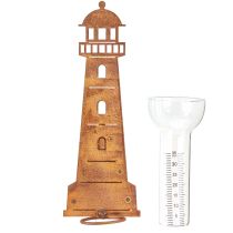 Produkt Deszczomierz w kolorze latarni morskiej w kolorze rdzy – dekoracyjny deszczomierz do ogrodu i na ogrodzenie 41 cm w kolorze rdzy