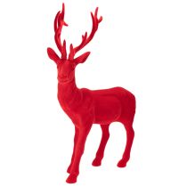 Produkt Dekoracyjna figurka stojącego jelenia, duża, flokowana ozdoba świąteczna, 85 cm