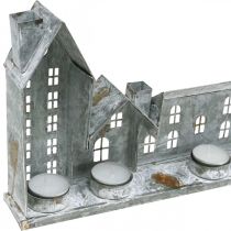 Produkt Domki podświetlane, dekoracja okienna, srebrne latarnie, metalowa latarnia w stylu antycznym, dł. 67,5 cm, wys. 20 cm
