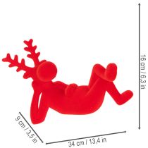 Produkt Dekoracyjna figurka renifera w kolorze czerwonym, leżąca, nowoczesny design, 24 cm, 2 sztuki