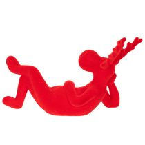 Produkt Dekoracyjna figurka renifera w kolorze czerwonym, leżąca, nowoczesny design, 24 cm, 2 sztuki