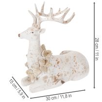Produkt Figurka dekoracyjna siedzącego jelenia z porożem, 30cm