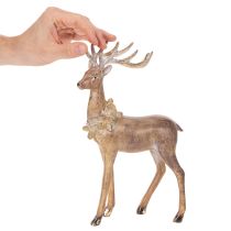 Produkt Figurka dekoracyjna jelenia z porożem, stojąca, ozdoba świąteczna, 28 cm