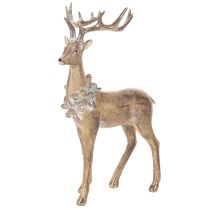 Produkt Figurka dekoracyjna stojącego jelenia z porożem i szyszkami, 41 cm
