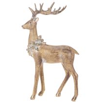 Produkt Figurka dekoracyjna stojącego jelenia z porożem i szyszkami, 41 cm