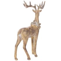 Produkt Figurka dekoracyjna stojącego jelenia z porożem i szyszkami, 41 cm