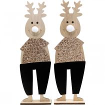 Produkt Drewniana figura dekoracyjna Renifer Standee Christmas 12×6,5cm W45cm 2szt