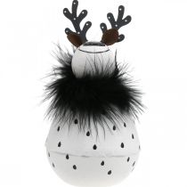 Produkt Deko-Rentier, Weihnachtsdeko, Dekofigur aus Metall, Advent White, Black H15,5cm Ø8cm