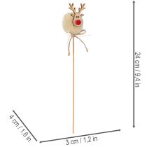 Produkt Dekoracyjna figurka renifera, pompony, kołki świąteczne, 24 cm, 12 szt.