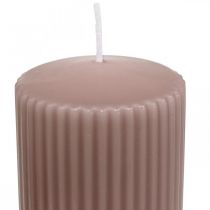 Świeca pieńkowa antyczna różowa świeca ryflowana 70/90mm 4szt